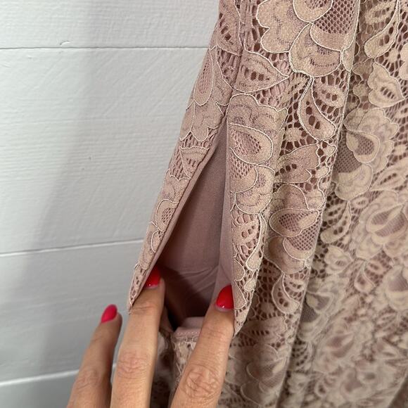 SPEECHLESS Blush Pink Lace Sleeveless Back Tie Knee Length Dress Pockets Size XL - Picture 9 of 11